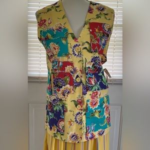 Vintage New Medium Susan Bristol 7 Pockets Women's Floral Artist Hobby Art Vest